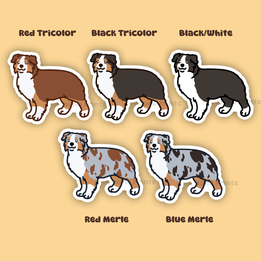Australian Shepherd Dog Sticker - 3" American Shepherd Waterproof Sticker or 2" Keychain Herding