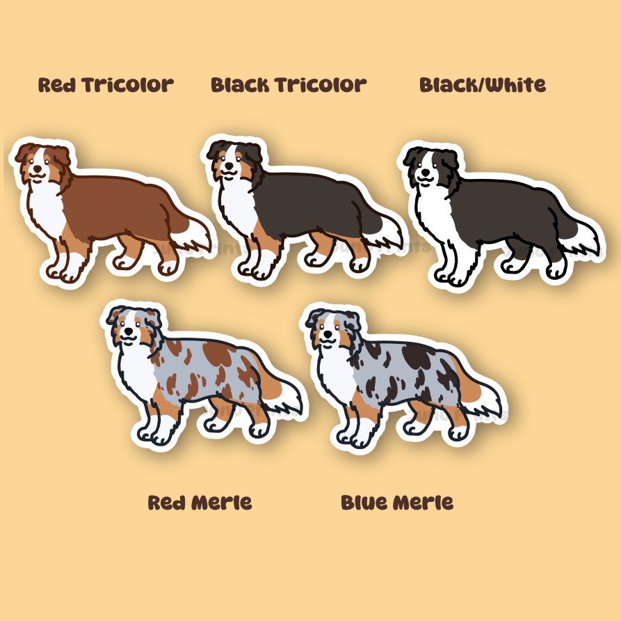 Australian Shepherd Dog Sticker - 3" American Shepherd Waterproof Sticker or 2" Keychain Herding