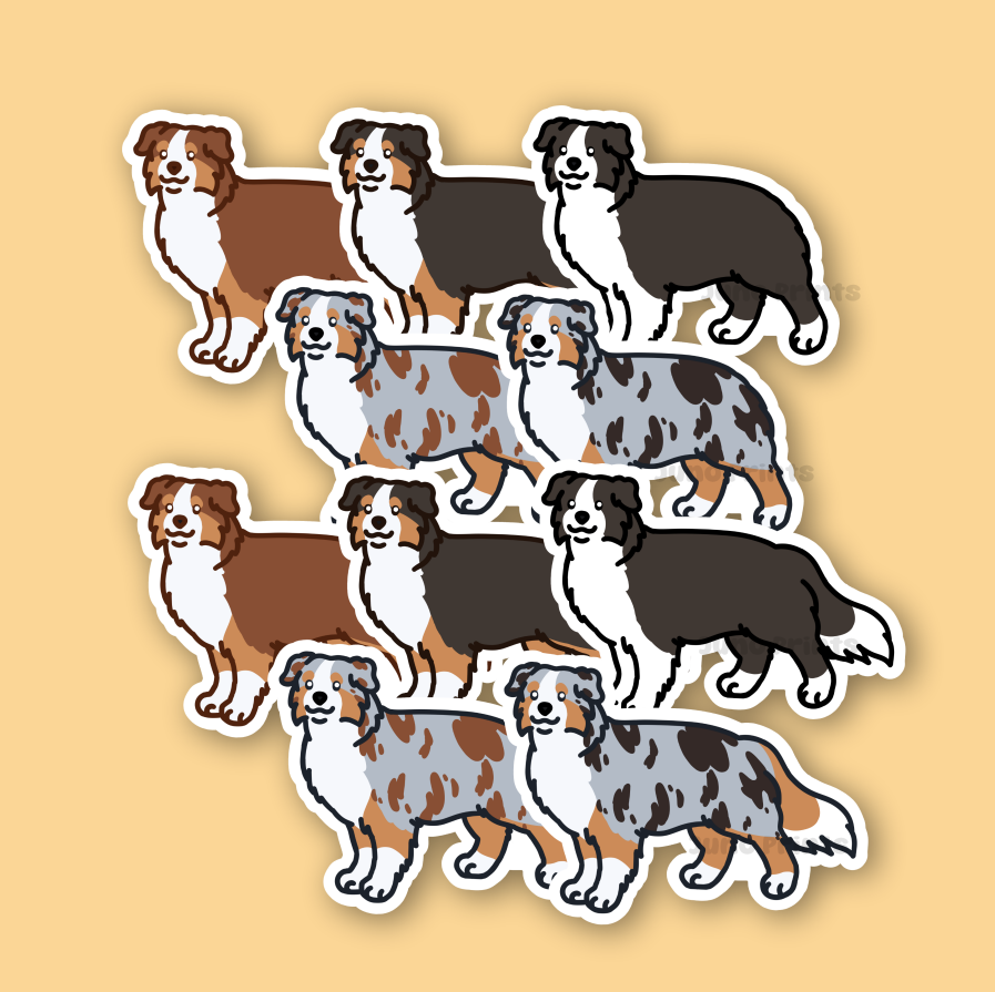 Australian Shepherd Dog Sticker - 3" American Shepherd Waterproof Sticker or 2" Keychain Herding