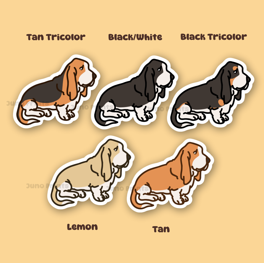 Basset Hound - 3" Low Set Scent Hound Dog Sticker or 2" Keychain