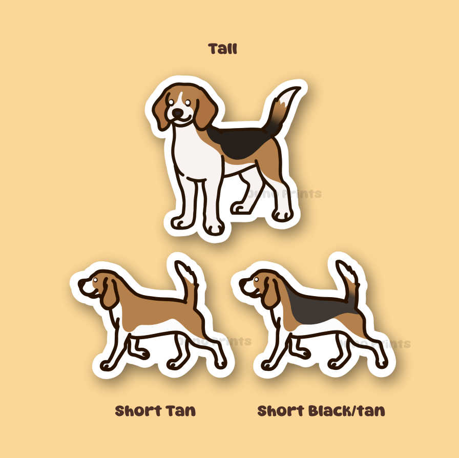 Beagle Dog Sticker - 3" Beagle Short/Tall Sticker or 2" Keychain Hound