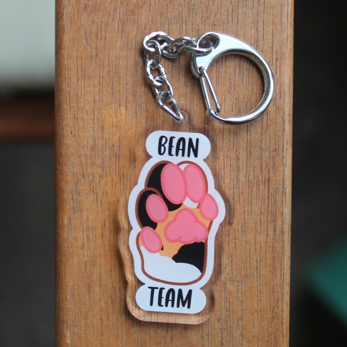 Bean Team - 3" Waterproof, UV-Resistant Sticker or 2" Acrylic Keychain - Domestic Feline Cat Paw