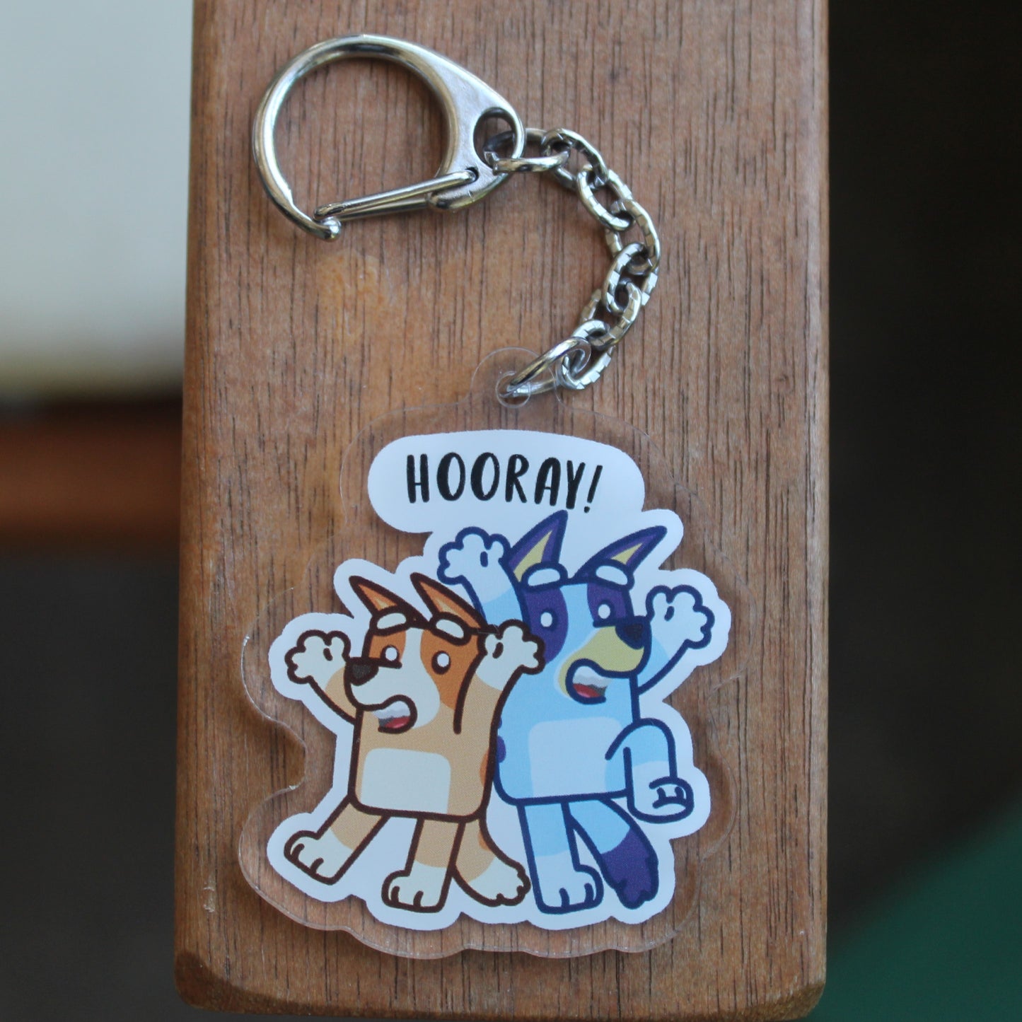 Bluey and Bingo Hooray! - 3" Australian Cattle Dog/Red/Blue Heelers Sticker or 2" Keychain
