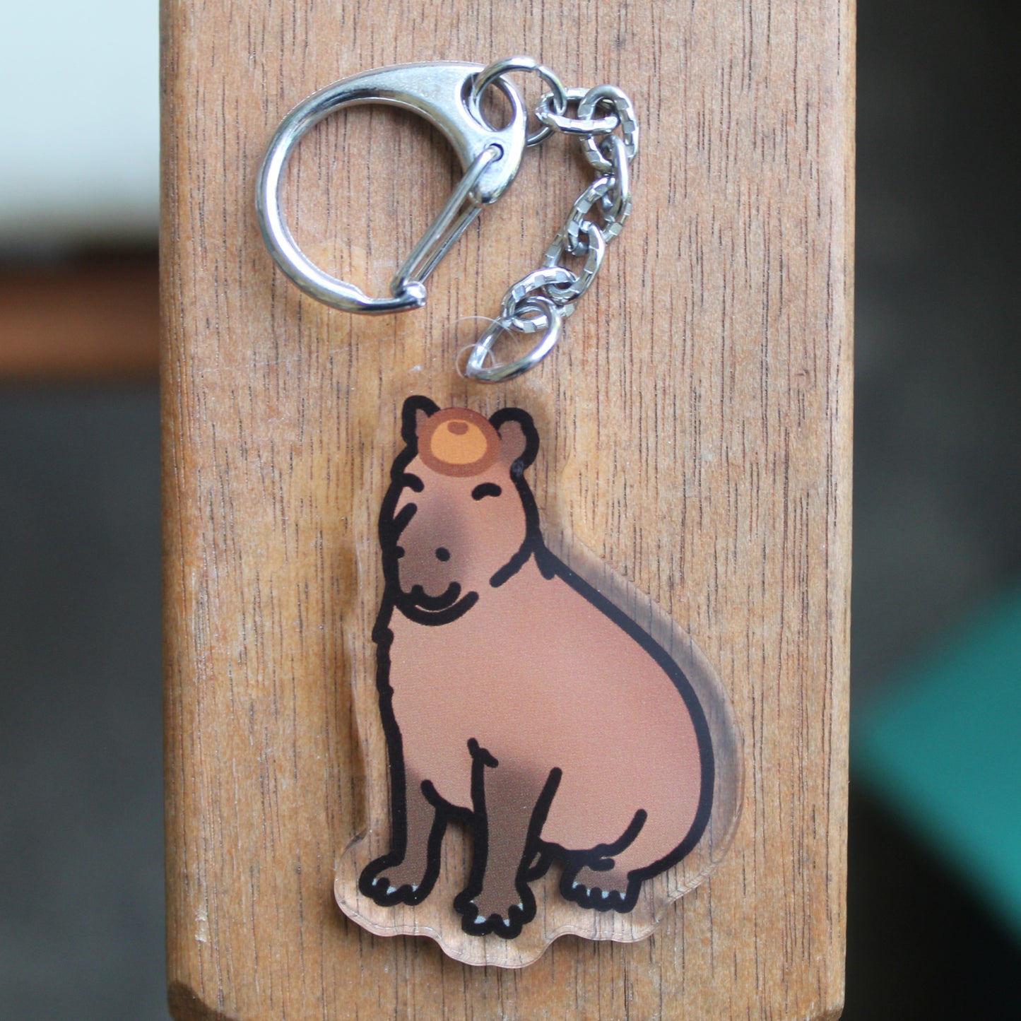 Capybara with Mandarin Orange Sittin' - 3" Waterproof Capybara Sticker or 2" Keychain
