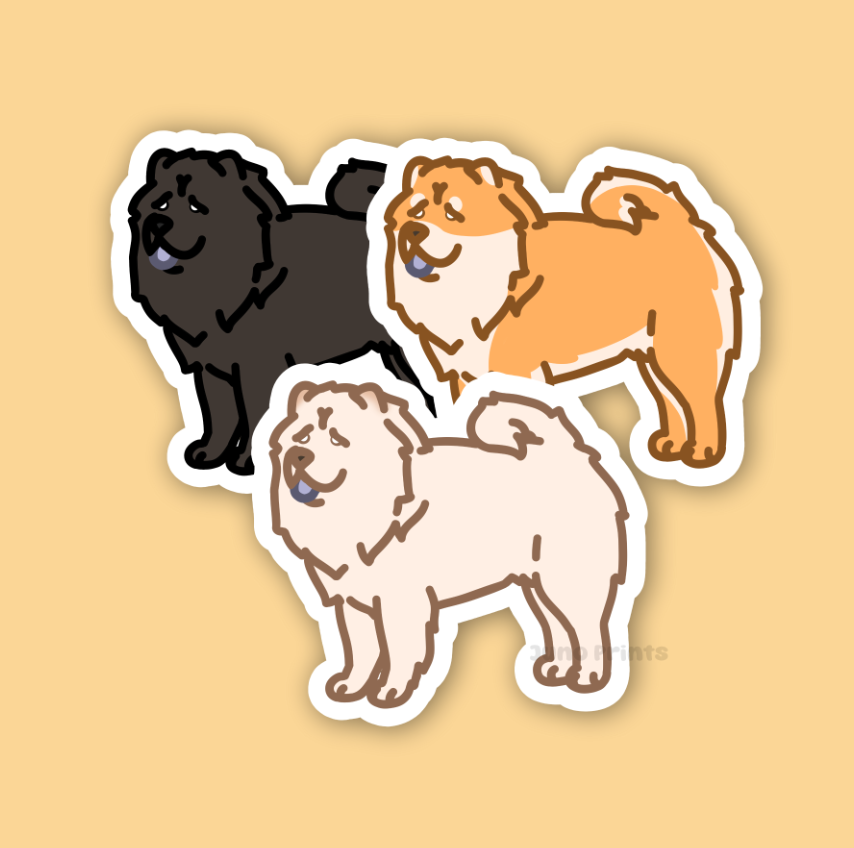 Chow Chow Dog Sticker - 3" Waterproof Sticker or 2" Keychain Non-Sporting