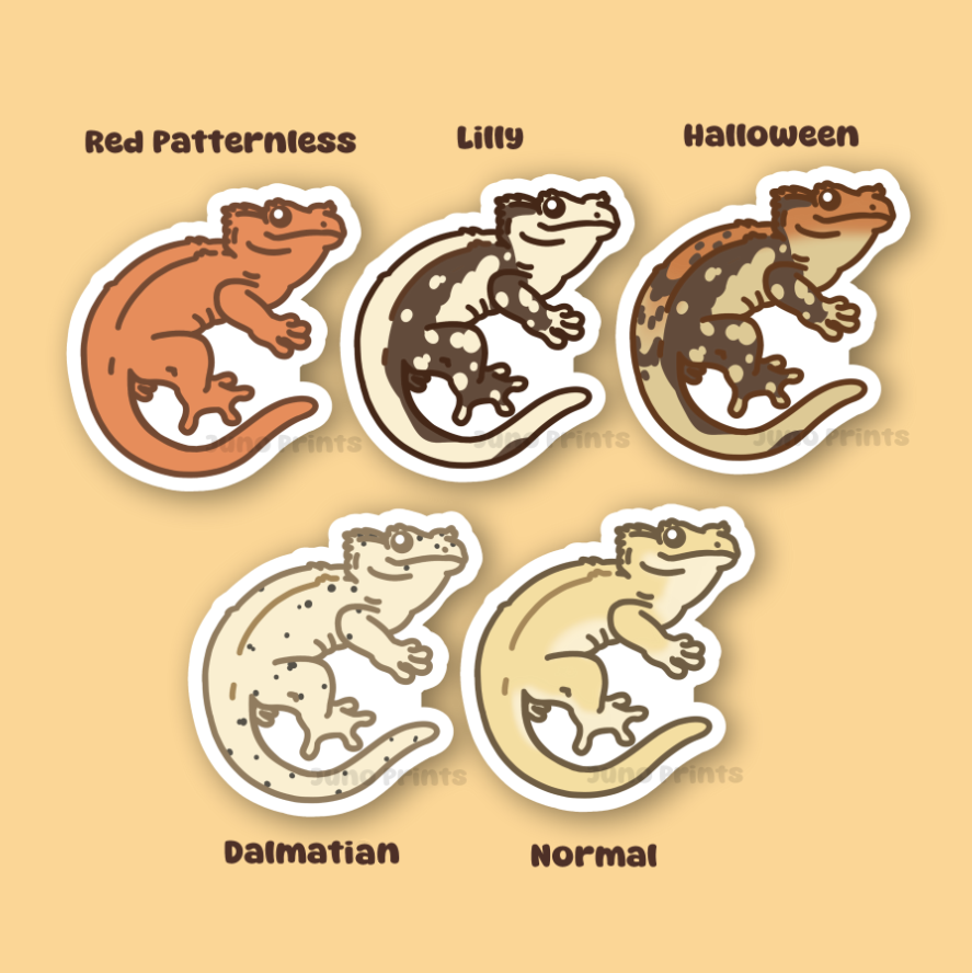 Crested Geckos - 3" Frog Butt/Stumpy and Full Tail Gecko Sticker or 2" Keycahin