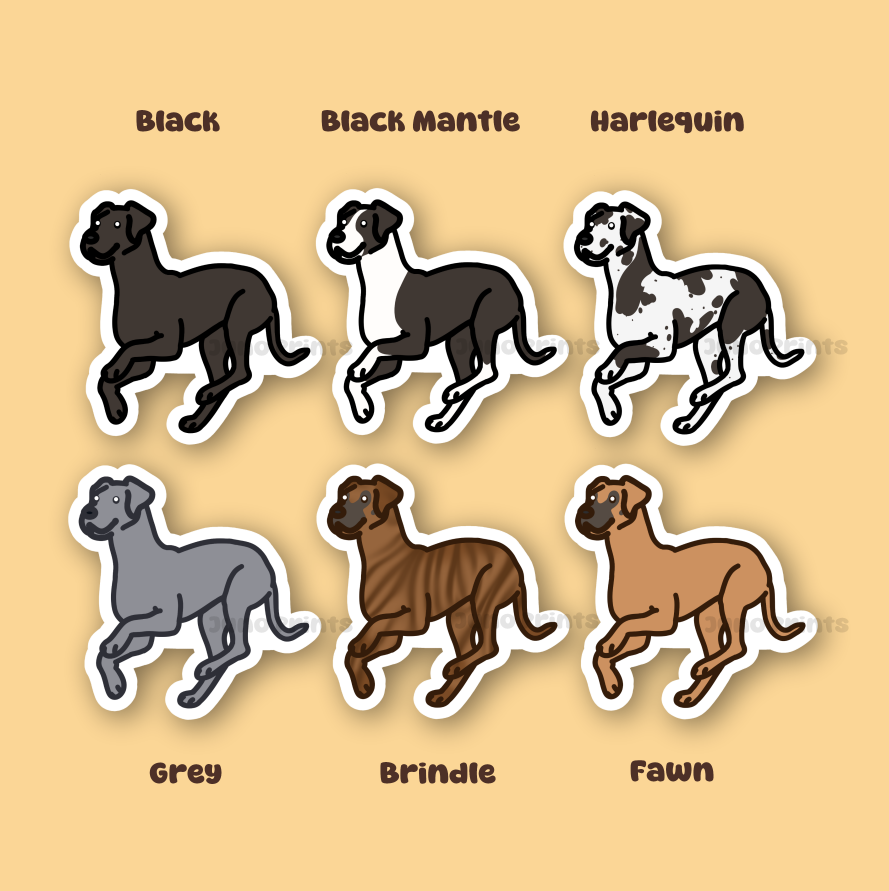 Great Dane - 3" Horse Dog Sticker or 2" Keychain Working