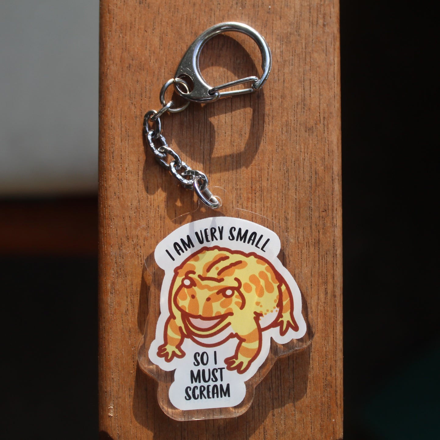 I Am Very Small So I Must Scream Frog - 3" Pacman Frog Sticker or 2" Keychain