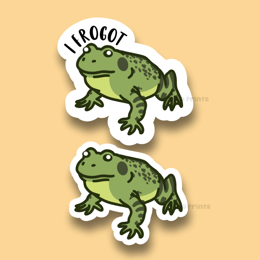 I Frogot, American Bullfrog - 3" Frog Sticker or 2" Keychain