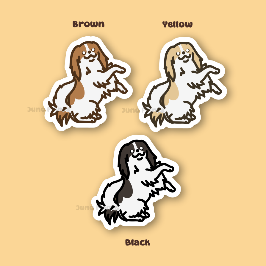 Japanese Chin - 3" Waterproof, UV-Resistant Sticker or 2" Acrylic Double-Sided Keychain - Toy Dog