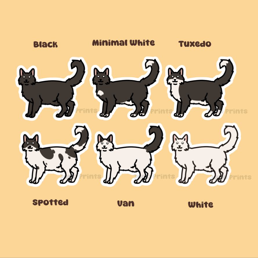 Black and White Longhair Cats - 3" Cat Sticker