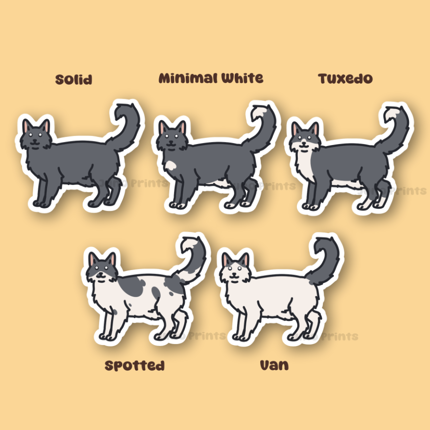 Grey/Gray Longhair Cats - 3" Sticker