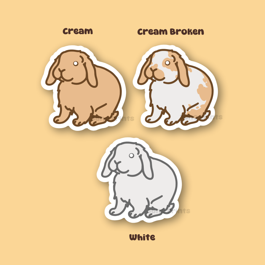 Holland Lop Sticker - 3" Holland or Other Lop Variety Rabbit Sticker or 2" Keychain