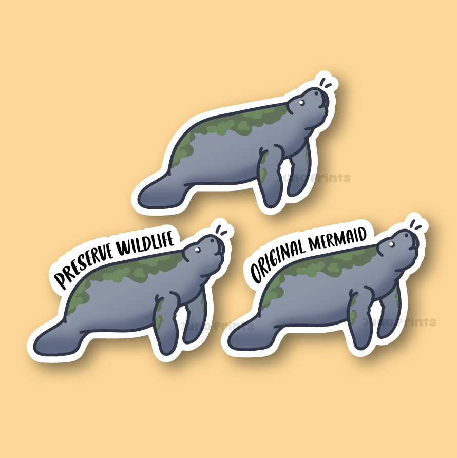 Manatee Sticker - 3" Indian Sea Cow Sticker or 2" Keychain