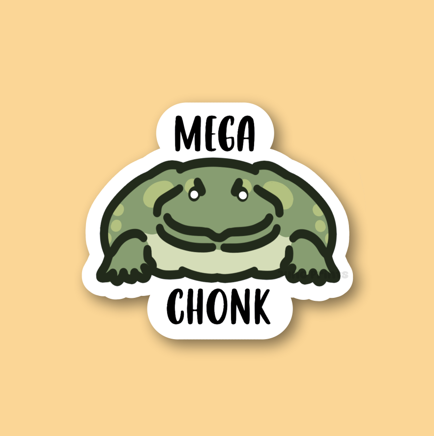 Mega Chonk - 3" Funny Bullfrog Sticker or 2" Keychain (Copy)