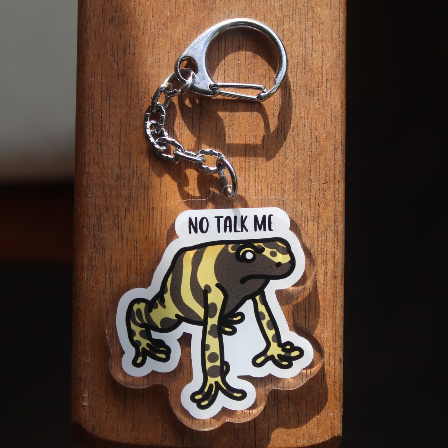 No Talk Me - 3" Yellow Banded Poison Dart Frog Sticker or 2" Keychain
