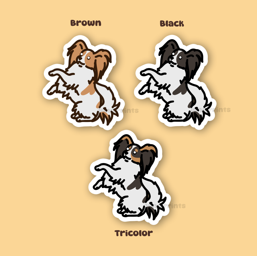 Papillon French Spaniel - 3" Dog Sticker or 2" Keychain Toy