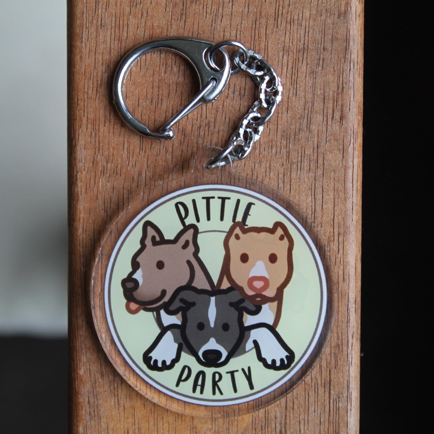 Pittie Party Sticker - 3" Pit Bull Terrier Circle Sticker or 2" Keychain