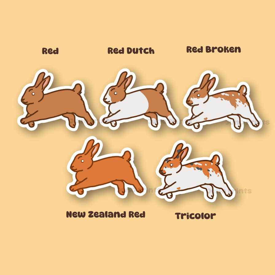Rabbit Sticker - 3" American, Dutch, Cinnamon, Sable, Rex, and/or Californian/Himalayan or 2" Keychain