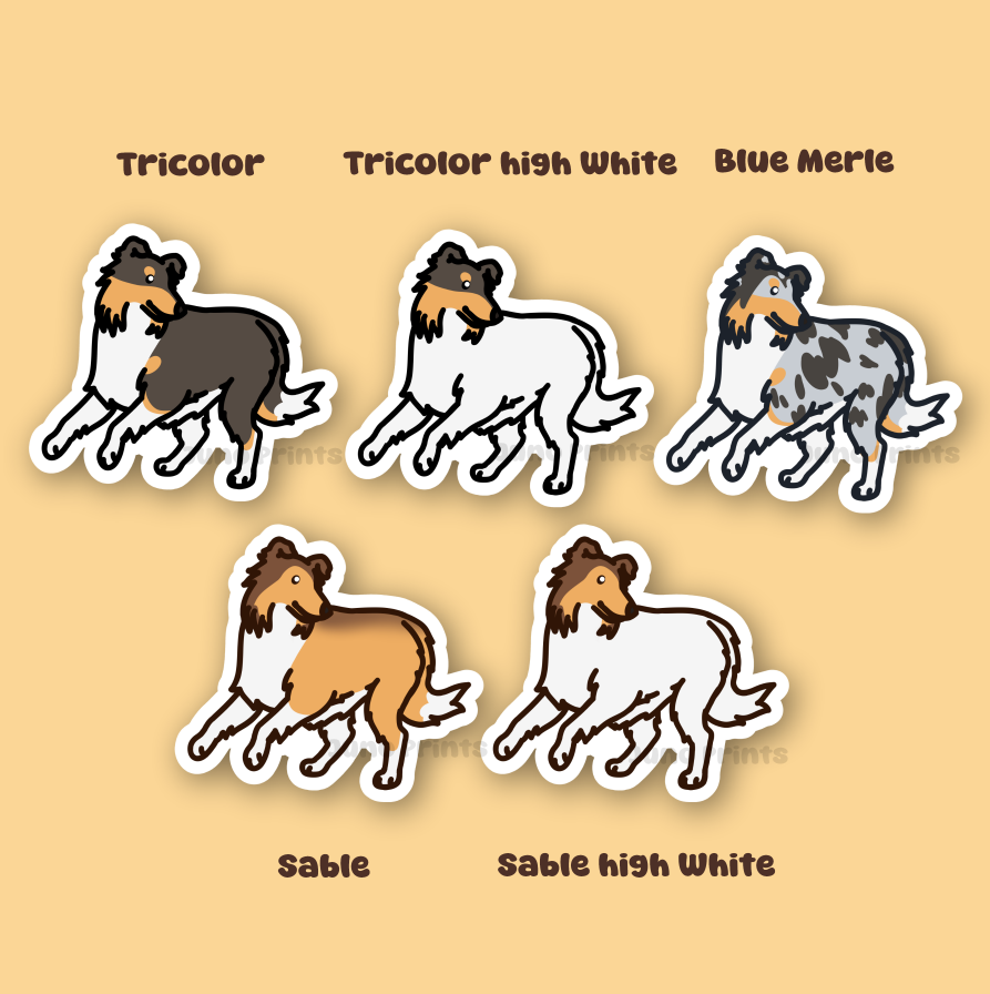 Rough and Smooth Collie Sticker - 3" Herding Dog Sticker or 2" Keychain Herding