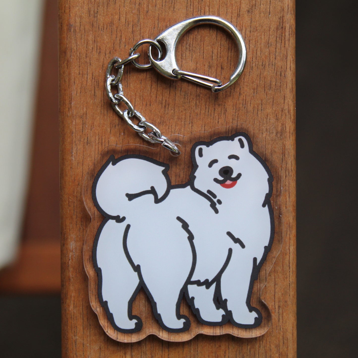 Samoyed Dog - 3" Fluffy Dog Sticker or 2" Keychain or 3" Keychain Working