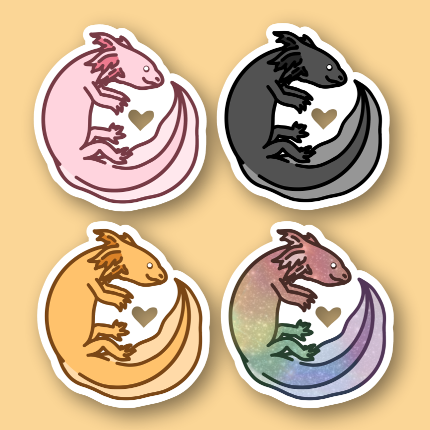 Axolotl Sticker - 3" LGBT+ Pride Amphibians Sticker