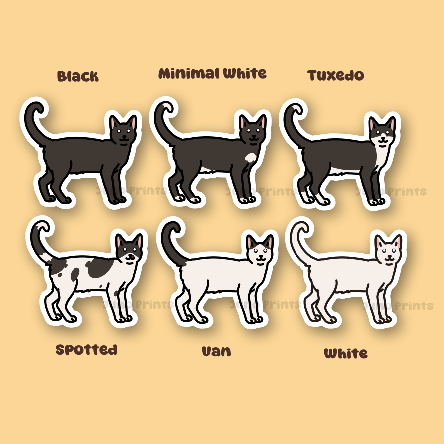 Black and White Shorthair Cats - 3" Sticker
