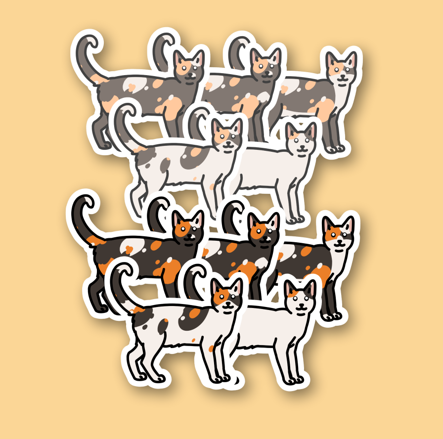 Calico or Tortoiseshell Domestic Shorthair Sticker - 3" Regular or Dilute Cat Sticker