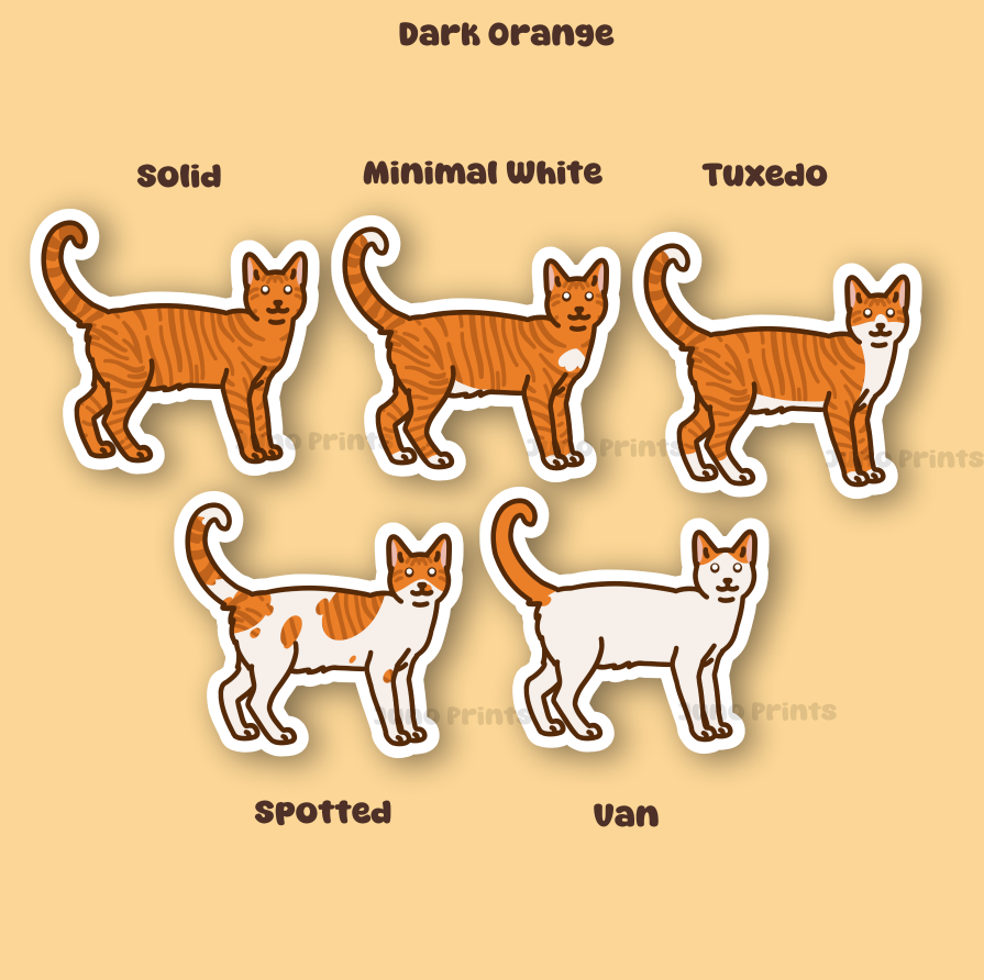 Orange Shorthair Cat Stickers - 3" Dark, Medium, Light Oranges