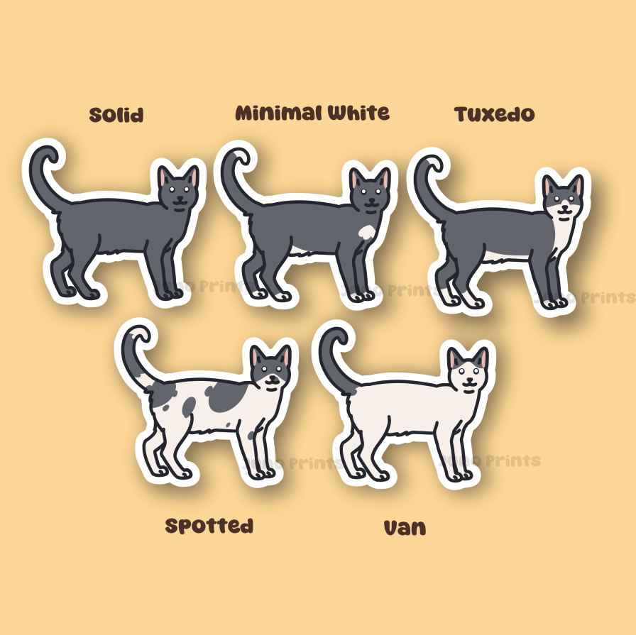 Grey/Gray Shorthair Cats - 3" Cat Sticker