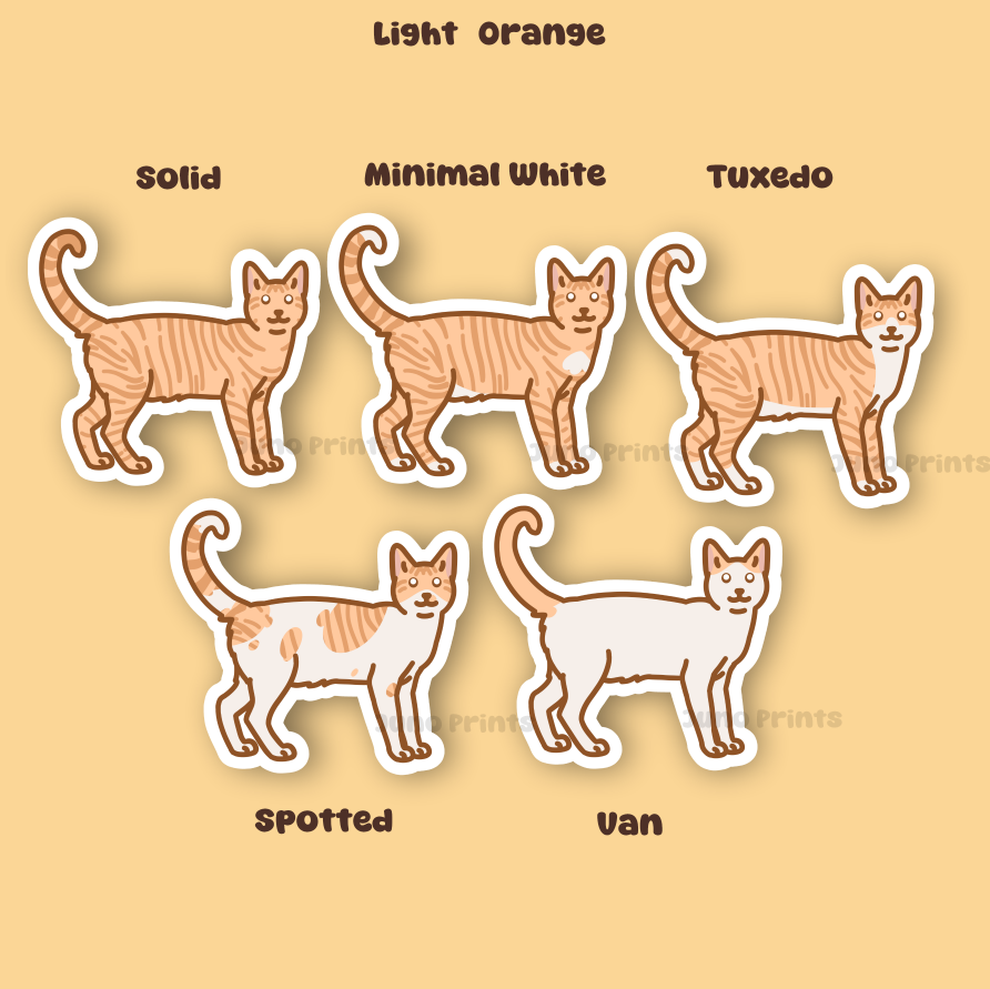 Orange Shorthair Cat Stickers - 3" Dark, Medium, Light Oranges