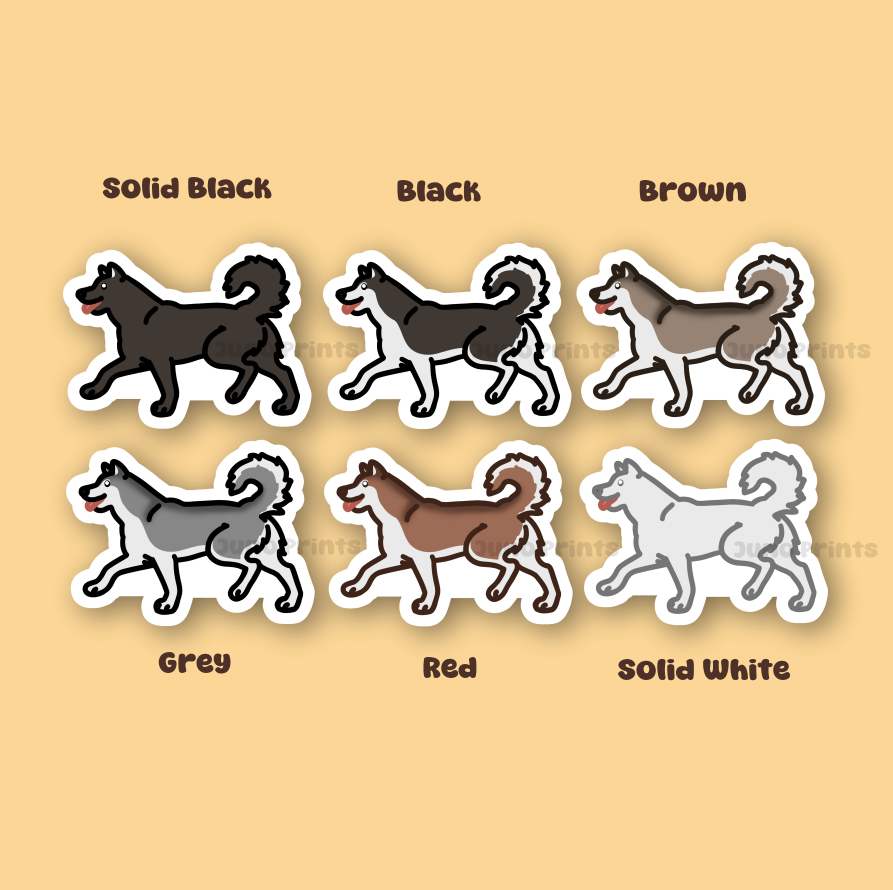 Siberian Husky - 3" Dog Sticker or 2" Keychain Working