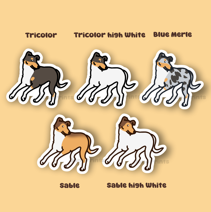 Rough and Smooth Collie Sticker - 3" Herding Dog Sticker or 2" Keychain Herding