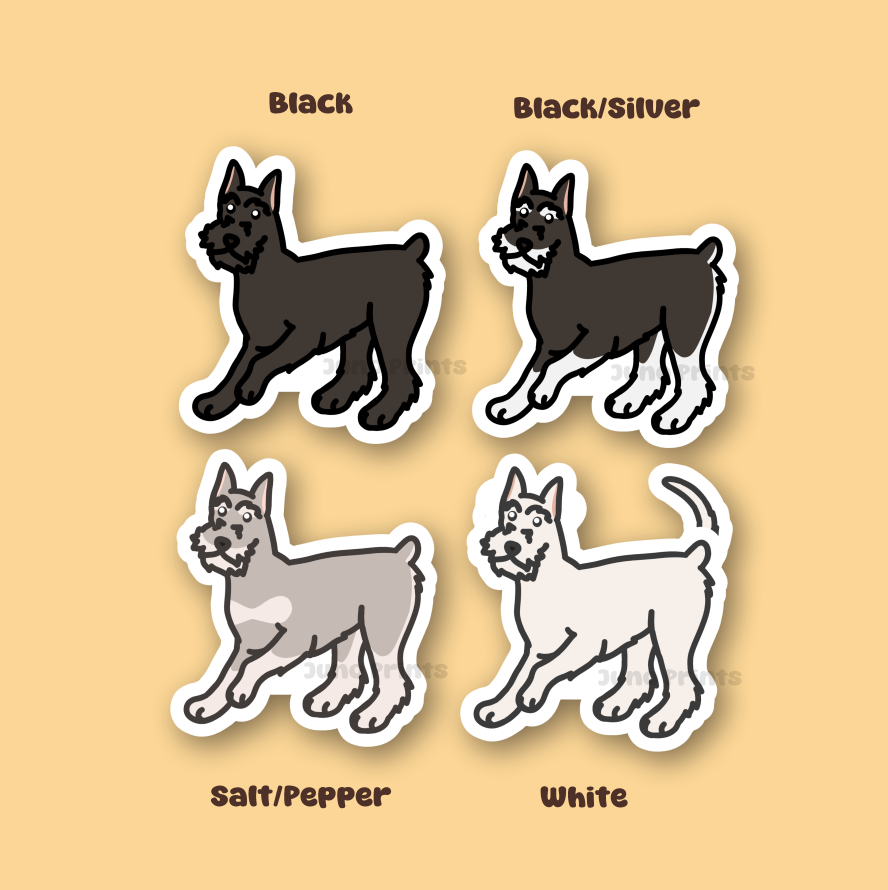 Standard Schnauzer - 3" Dog Sticker or 2" Keychain Working