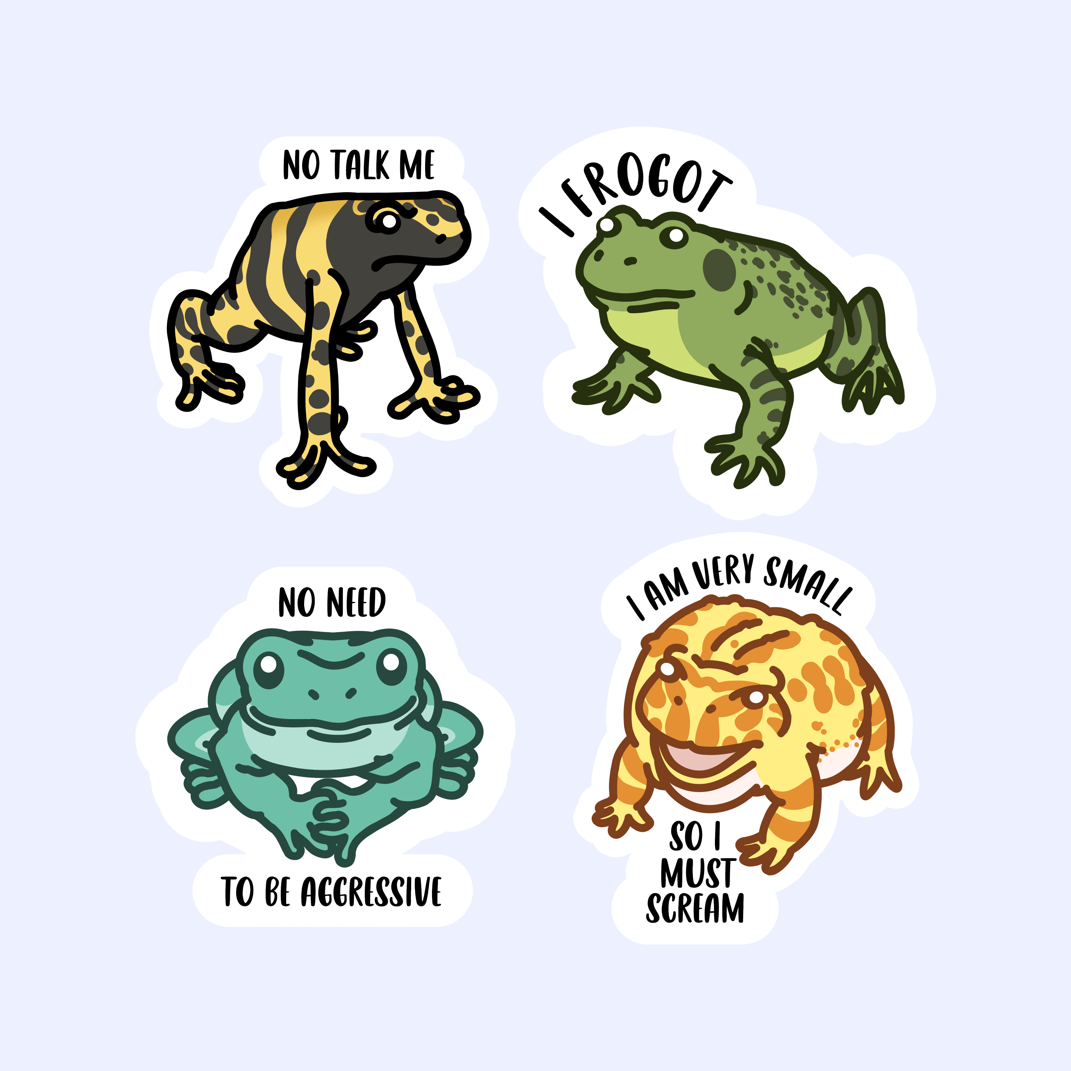 Funny Frog Sticker Collection - Funny 3 Amphibian Stickers