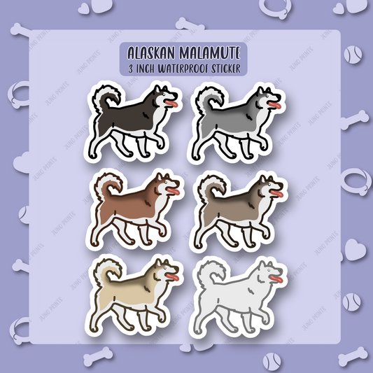 Alaskan Malamute Dog Sticker - 3" Waterproof Sticker