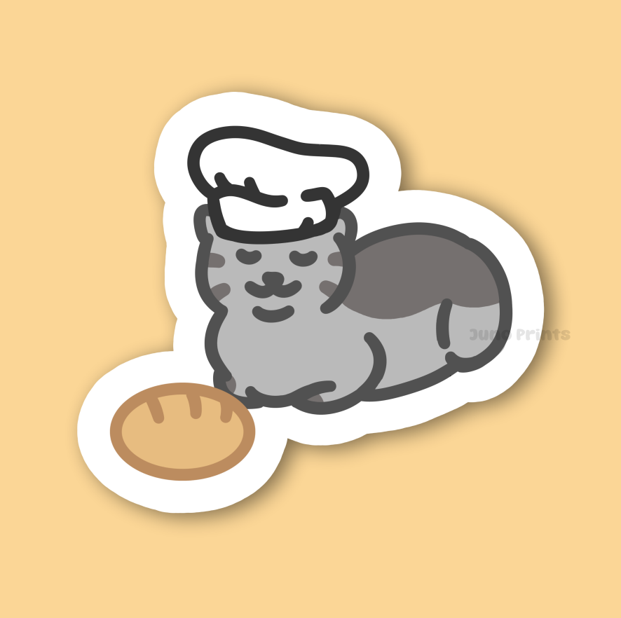 Loafing with a Loaf - 3" Chef Cat Alfredo Bread Cat Sticker