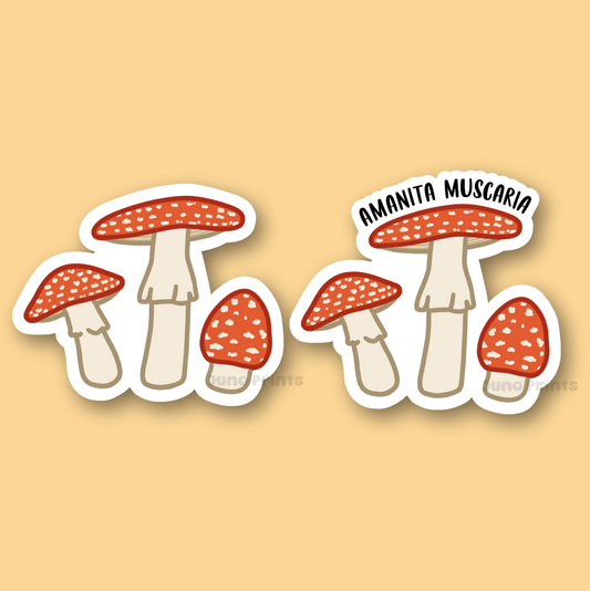 Fly Agaric/Amanita Mushroom Sticker - 3" Waterproof Mushroom Sticker or 2" Keychain