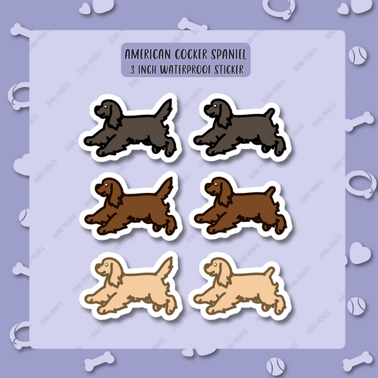 American Cocker Spaniel Sticker - 3" Waterproof UV Resistant Am Cock Dog Sticker