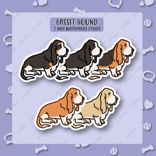 Basset Hound Sticker - 3" Waterproof UV Resistant Low Set Scent Hound Dog Sticker