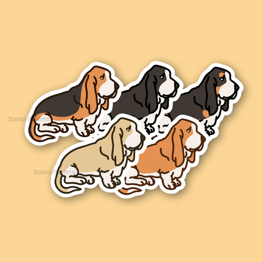 Basset Hound - 3" Low Set Scent Hound Dog Sticker or 2" Keychain