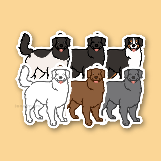 Bernese Mountain Dog, Newfoundland, Great Pyrenees - 3" Sticker or 2" Keychain or 3" Keychain Working