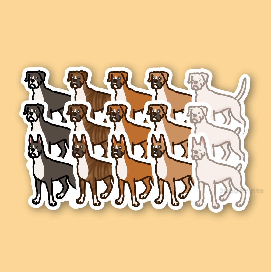 Boxer - 3" Dog Sticker or 2" Keychain Working