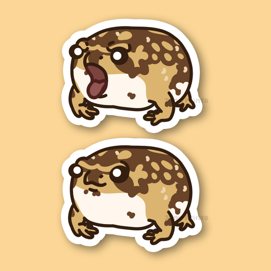 Bushveld's Rain Frog - 3" Happy Frog Angry Frog sticker - 2" Keychain