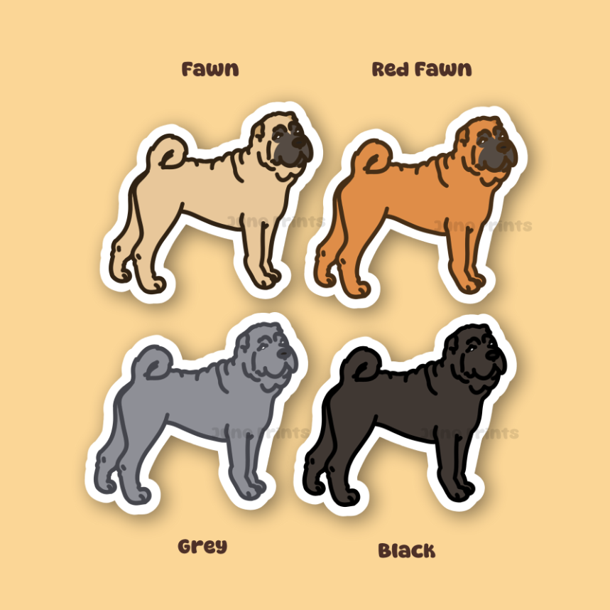Chinese Shar-Pei Sticker - 3" Waterproof Sticker Non-Sporting or 2" Keychain