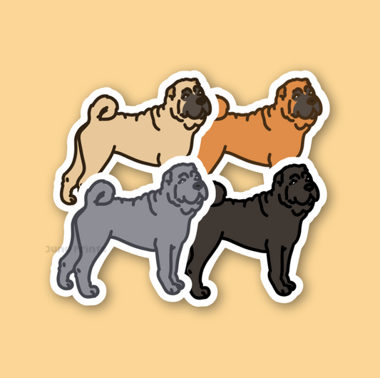 Chinese Shar-Pei Sticker - 3" Waterproof Sticker Non-Sporting or 2" Keychain