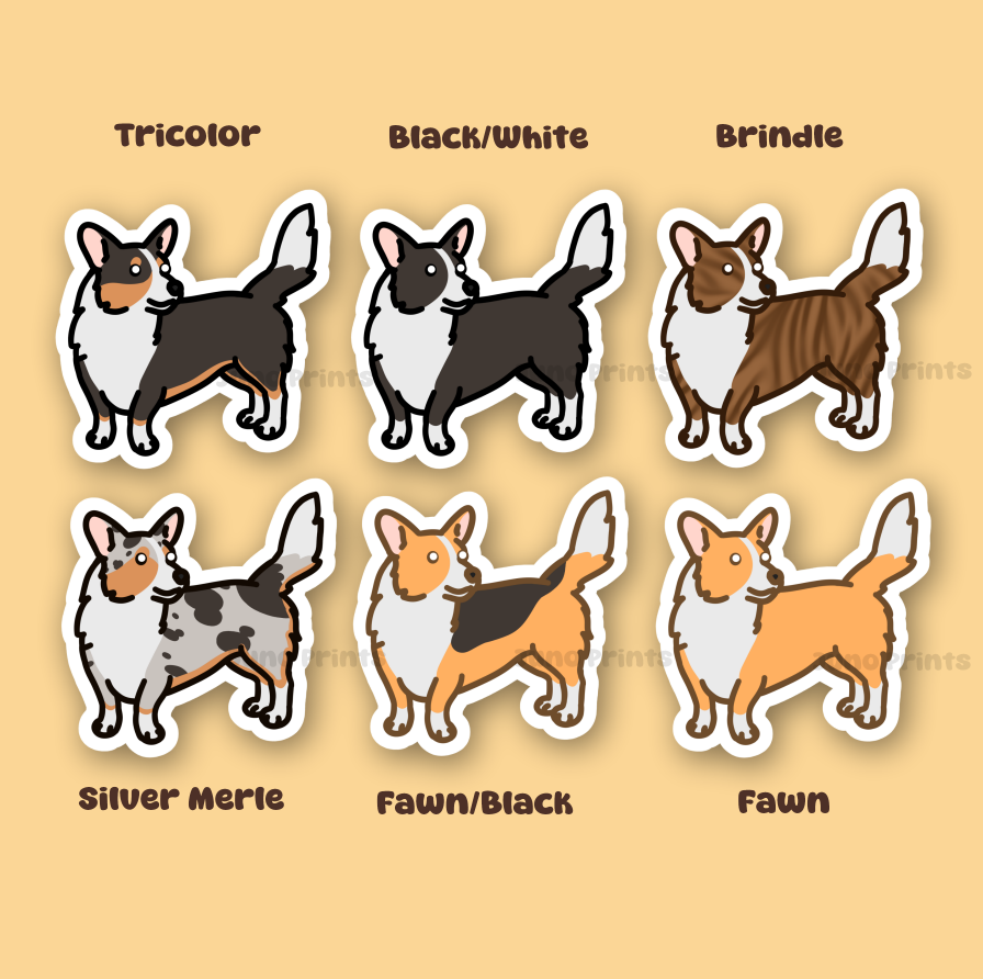 Cardigan and Pembroke Welsh Corgi Dog Sticker - 3" Waterproof Sticker or 2" Keychain Herding