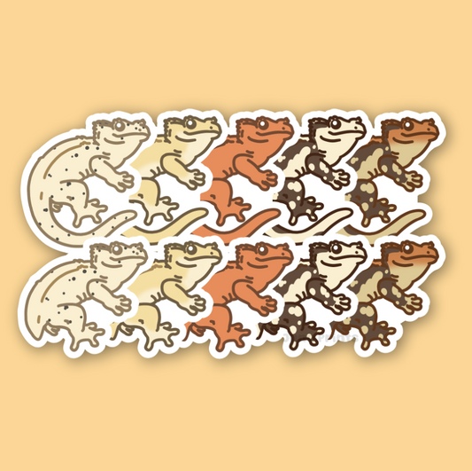 Crested Geckos - 3" Frog Butt/Stumpy and Full Tail Gecko Sticker or 2" Keycahin