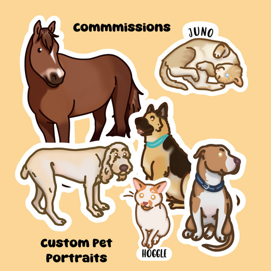 Commissions - Fully Customized Pet Portraits - Digital and Physical