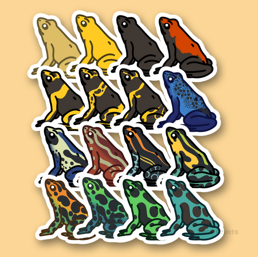 Poison Dart Frog - Dyeing Dart Frog, Azureus, and more, 3" Frog Sticker